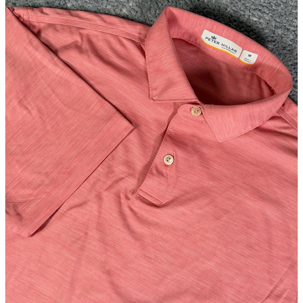 Peter Millar Featherweight Polo Shirt Mens Medium Heather Pink Golf Performance